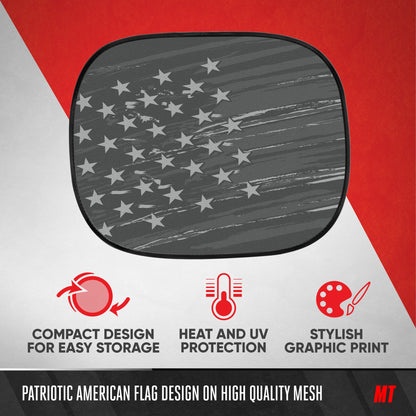 MotorTrend 2-Pack EasyCling Amerikanische Vintage Black US Flag Window Sonnenschirme (18' x 14')