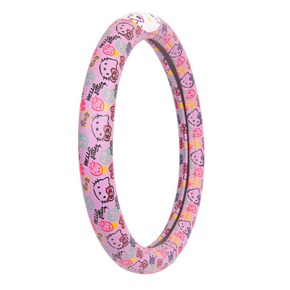 Hallo Kitty Lenkrad Abdeckung, Offizielle Sanrio Auto Lenkrad Abdeckung mit Universalgröße 14.5 - 15, Niedliche Lenkrad Abdeckung für Frauen, Hallo Kitty Auto Zubehör (Lavendeldruck)