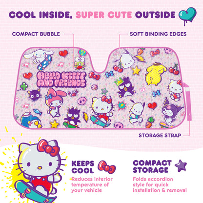 Carbella Sanrio Hello Kitty und Freunde Front Windschutzscheibe Sonnenschirm (58' x 28')