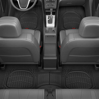 MotorTrend 3-Piece FlexTough Deep Dish Vorderbodenmatten und Hinterbodenmatte - Heavy Duty, All Weather, Trimmen Sie, um zu passen
