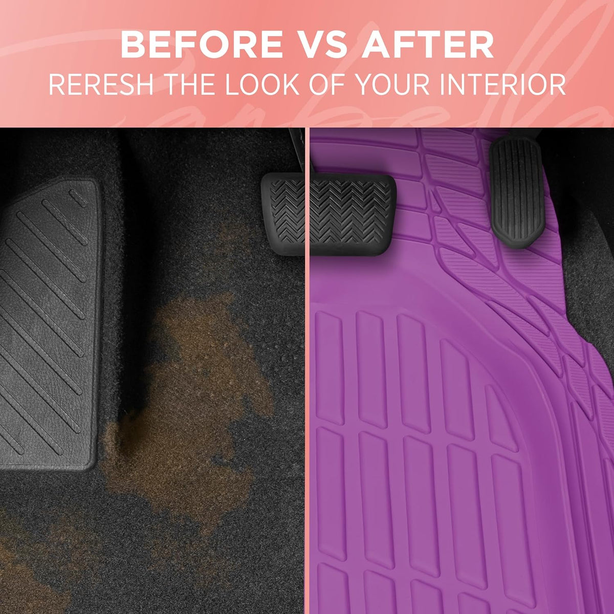 Autobodenmatten - FlexTough Deep Dish Rubber All Weather Protection für Autos SUV Trucks Beige Automotive Zubehör