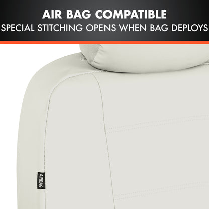 BDK 9-Piece White Leather Car Seat Cover Full Set, Vordersitz- und Hintersitzbank-Abdeckung, Universal Fit Car Seat Covers für PKW SUVs Vans, Komplette Vollabdeckung Schutz für Fahrzeuge