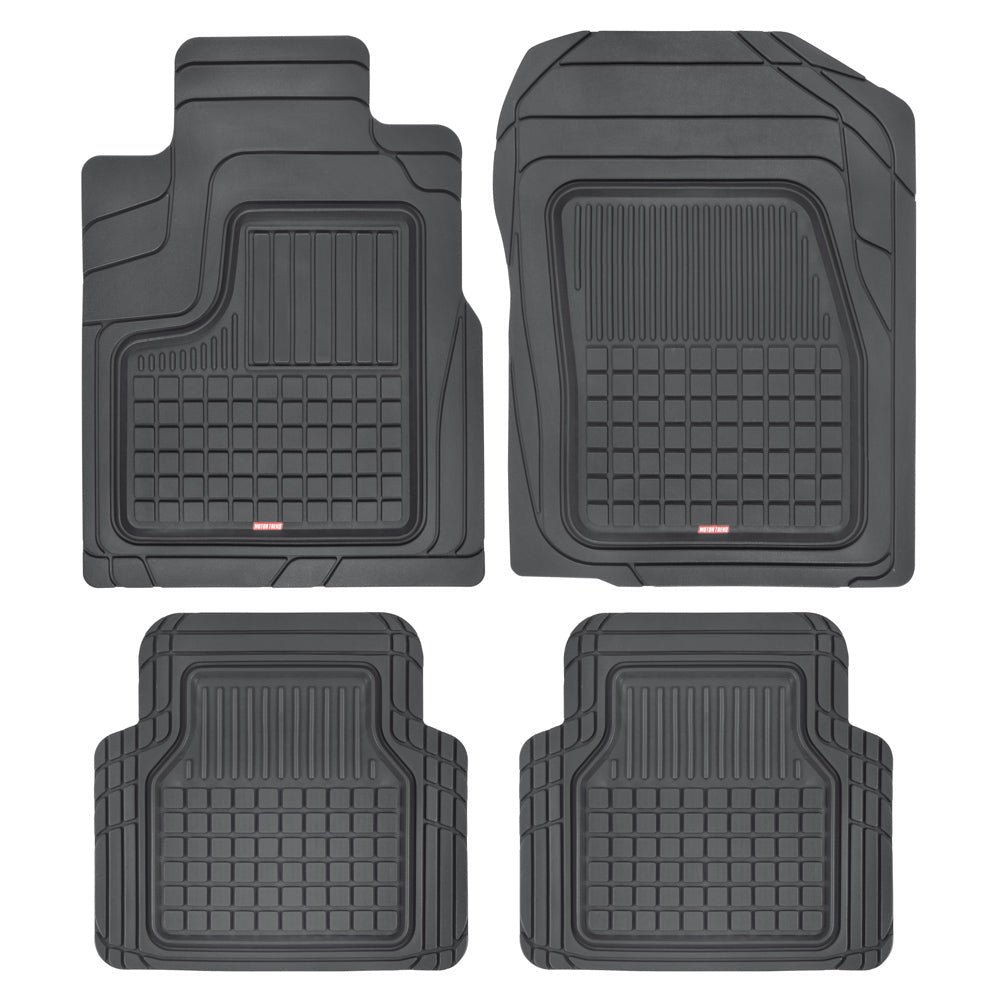 MotorTrend 4-Piece FlexTough Performance Plus Deep Dish Square Nuten Vorderbodenmatten und Hinterbodenmatten - Heavy Duty, All Weather, Trimmen, um zu passen