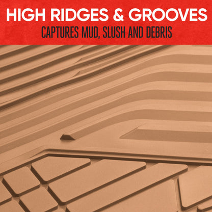 MotorTrend 3-Piece Raised Ridge Multi-Channel Front Floor Matts und Rear Floor Mat - Heavy Duty, All Weather, Trim to Fit