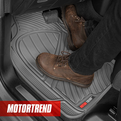 MotorTrend 3-Stück FlexTough Performance Deep Channel Front Floor Matts und Rear Floor Mat - Heavy Duty, All Weather, Trimm to Fit