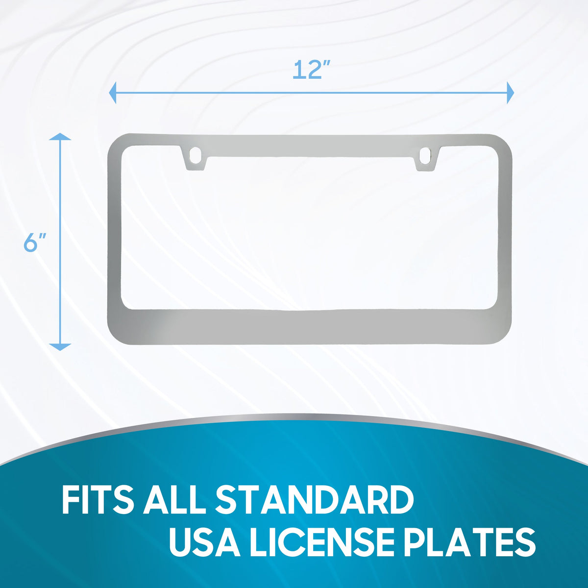 Rostbeständiges verchromtes Die-Cast-Edelmetall-Lizenzplattenrahmen / -halter Universalgröße - Blank Metal Design (Paket von 2)