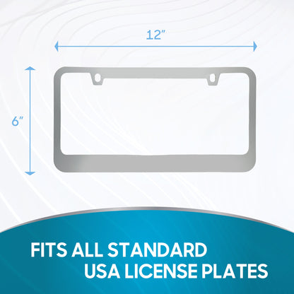 Rostbeständiges verchromtes Die-Cast-Edelmetall-Lizenzplattenrahmen / -halter Universalgröße - Blank Metal Design (Paket von 2)