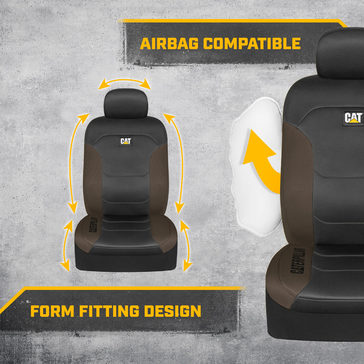 Cat® FlexFitTM Black Beige Sitzbezüge für Autos, LKW und SUV - Set von (2) Front Car Seat Cover Front Seat Protectors - Airbag-kompatible Sitzbezüge für SUV Interior Covers & Seat Cover Zubehör