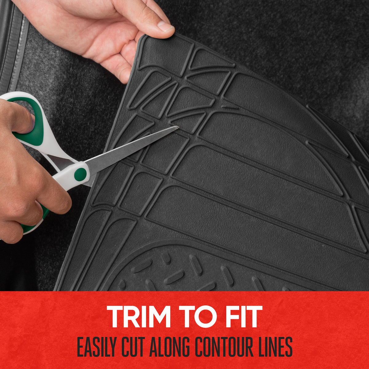 Motor Trend Heavy Duty Utility Cargo Liner Bodenmatten für Auto-Truck-SUV, Universal Trimmable to Fit, Faltbar, Cargo & Trunk All Weather Protection (Mehrere Farben)