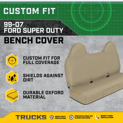 Cat® Custom Fit Vordersitzbezug für Ford F250 / F350 / F450 / F550 (1999-2007) - Langlebiger Oxford Beige Truck Seat Cover mit Utility Taschen, Ford F250 Super Duty Interior Cover