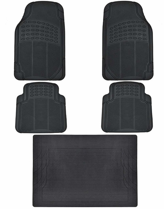 BDK 5-Piece Cushioned Grip Pad Vorderbodenmatten, hintere Bodenmatten und Cargo Liner - Heavy Duty, All Weather, Trimmen Sie, um zu passen