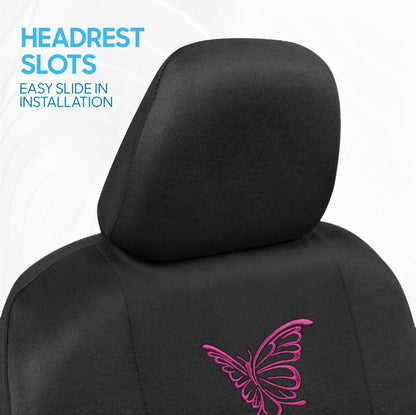 BDK 12-Piece Butterfly Vordersitzbezüge, Rücksitzbezüge, Sicherheitsgurtpads und Lenkradbezüge (Fits 14.5' - 15.5')