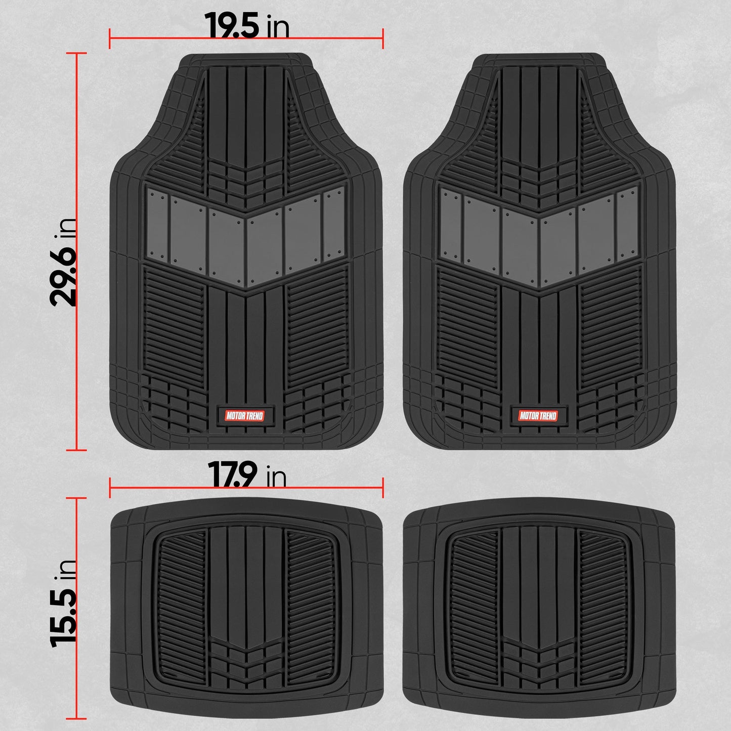 MotorTrend 4-Piece DualFlex Deep Drainage Kanäle Vorderbodenmatten und Hinterbodenmatten - Heavy Duty, All Weather, Trimmen Sie, um zu passen