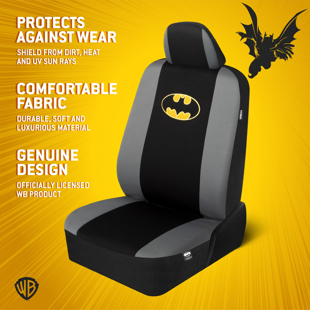 Warner Bros DC Comics 9-Piece Batman Dark Knight Logo Vordersitz- und Rücksitzabdeckungen