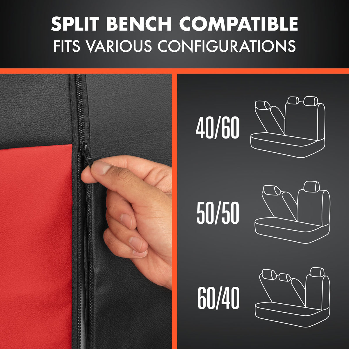 BDK Faux Croc Haut Vordersitze und hintere Split Bench Sitze