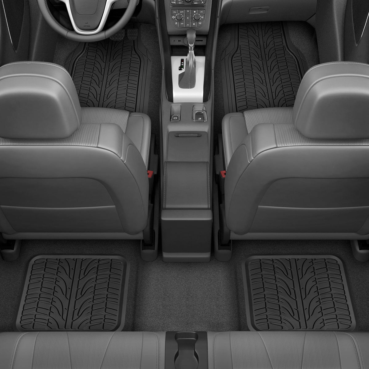 MotorTrend 4-Piece Grand Prix Reifenlaufflächen-Frontbodenmatten und Hinterbodenmatten - Heavy Duty, All Weather, Trimm to Fit