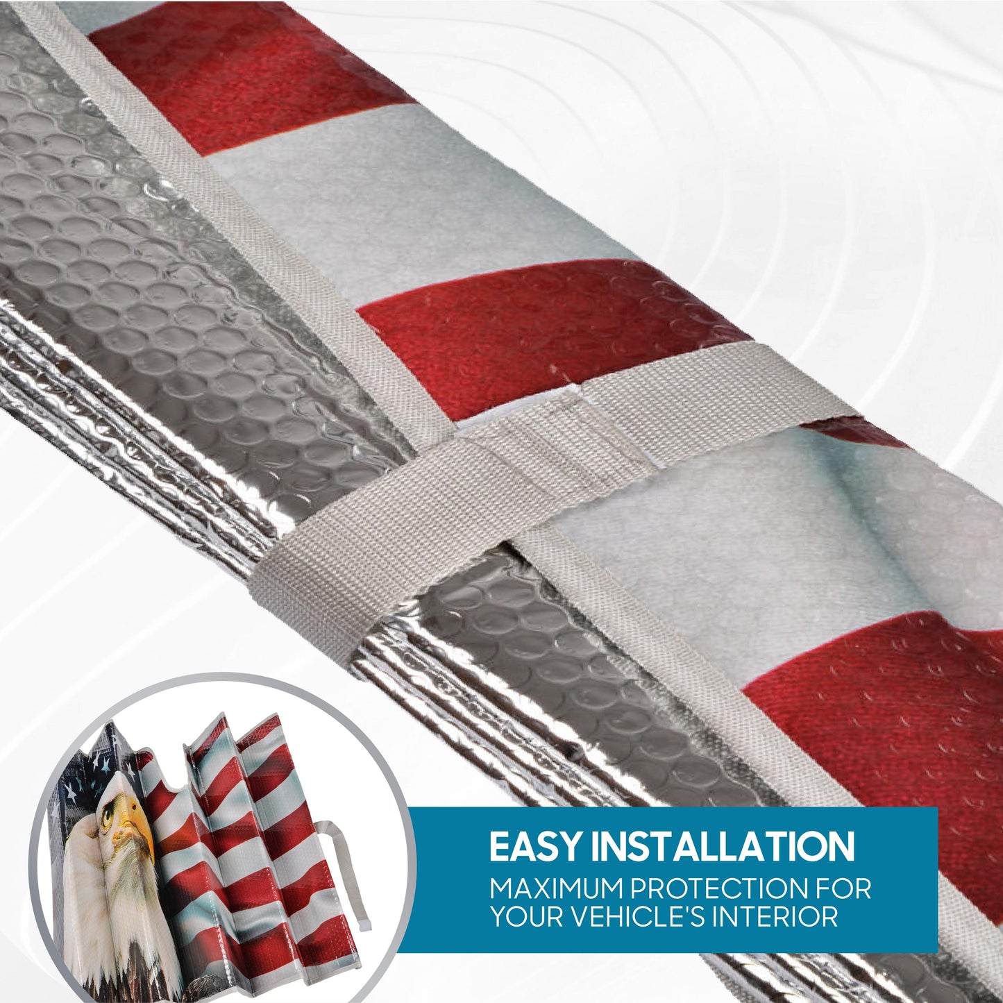 BDK USA Eagle American Flag Front Windschutzscheibe Sonnenschirm (58' x 28')