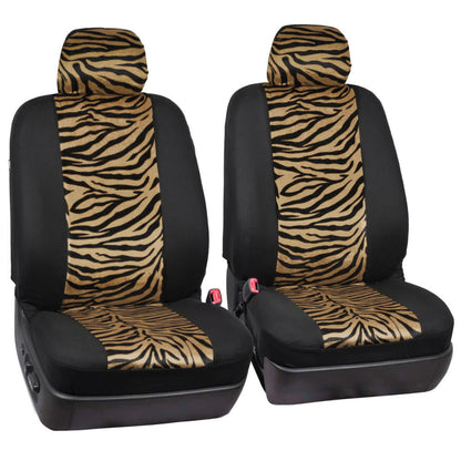 BDK 12-Piece Brown Tiger Vordersitze, Rücksitze, Sitzgurtpads und Lenkradabdeckung (Fits 14.5' - 15.5')