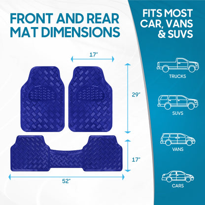 BDK 3-Stück Transluzente Metallic-Look Front Floor Mat und Hinterboden Mat - Heavy Duty, All Weather