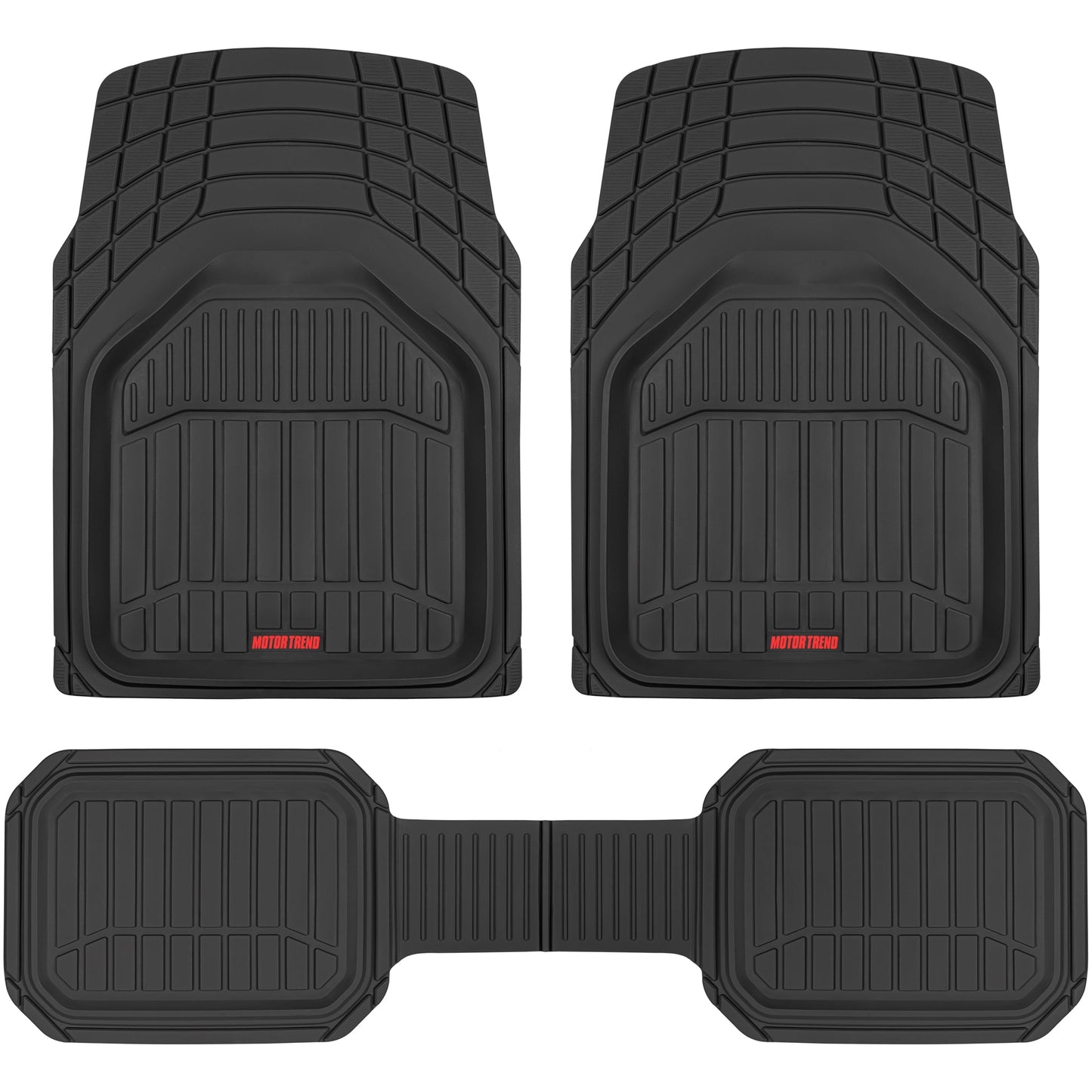 MotorTrend 3-Stück FlexTough Defender Vorderbodenmatten und Hinterbodenmatte - Heavy Duty, All Weather, Trimmen Sie, um zu passen