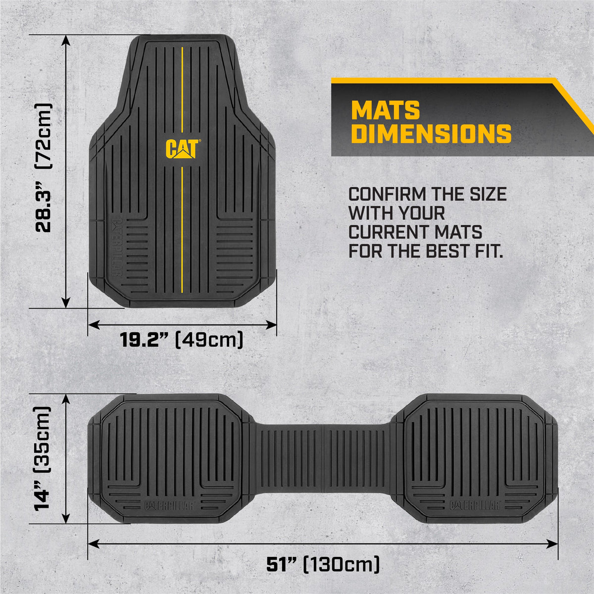 CAT® Heavy-Duty 4 Stück schwarze Fußbodenmatten für Autos, LKW & SUVs - Trim-to-Fit Allwetter-Gummi-Automatten Vollset, wasserdichtes Innenzubehör, Car Rug Protection & Automotive Floor Liners