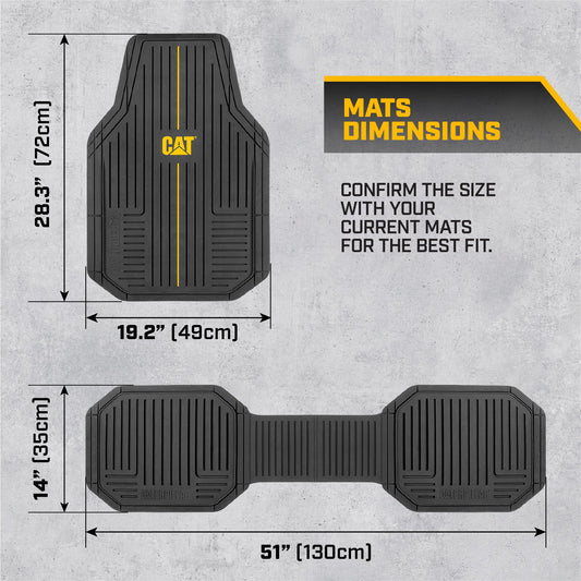 CAT® Heavy-Duty 4 Stück schwarze Fußbodenmatten für Autos, LKW & SUVs - Trim-to-Fit Allwetter-Gummi-Automatten Vollset, wasserdichtes Innenzubehör, Car Rug Protection & Automotive Floor Liners