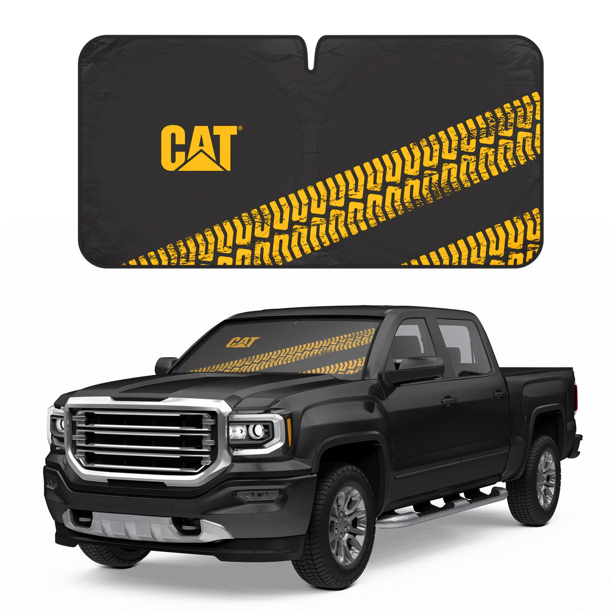 CAT Tread Marks Pop-Up Front Windschutzscheibe Sunshade XL (64' x 32')