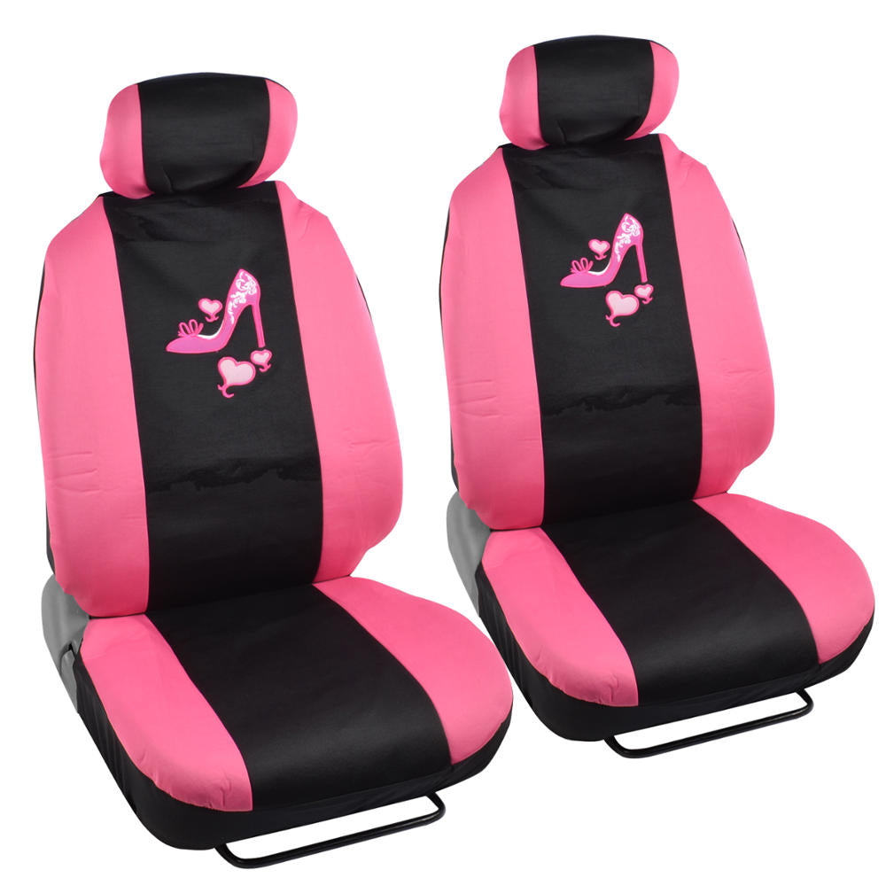 BDK 12-Piece Hot Pink Heels Vordersitzbezüge, Rücksitzbezüge, Sitzgurtpads und Lenkradbezüge (Fits 14.5' - 15.5')