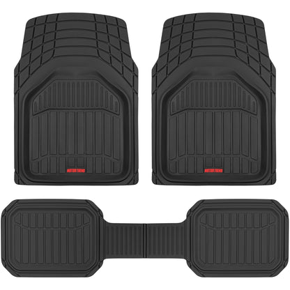 MotorTrend 3-Stück FlexTough Defender Vorderbodenmatten und Hinterbodenmatte - Heavy Duty, All Weather, Trimmen Sie, um zu passen