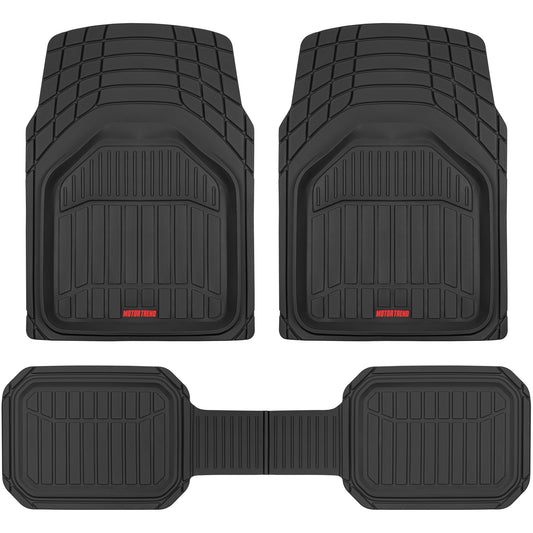 MotorTrend 3-Stück FlexTough Defender Vorderbodenmatten und Hinterbodenmatte - Heavy Duty, All Weather, Trimmen Sie, um zu passen
