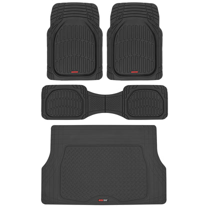 MotorTrend 4-Stück FlexTough Deep Dish Vorderbodenmatten, Hinterbodenmatte und Trunk / Cargo Mat - Heavy Duty, All Weather, Trim to Fit