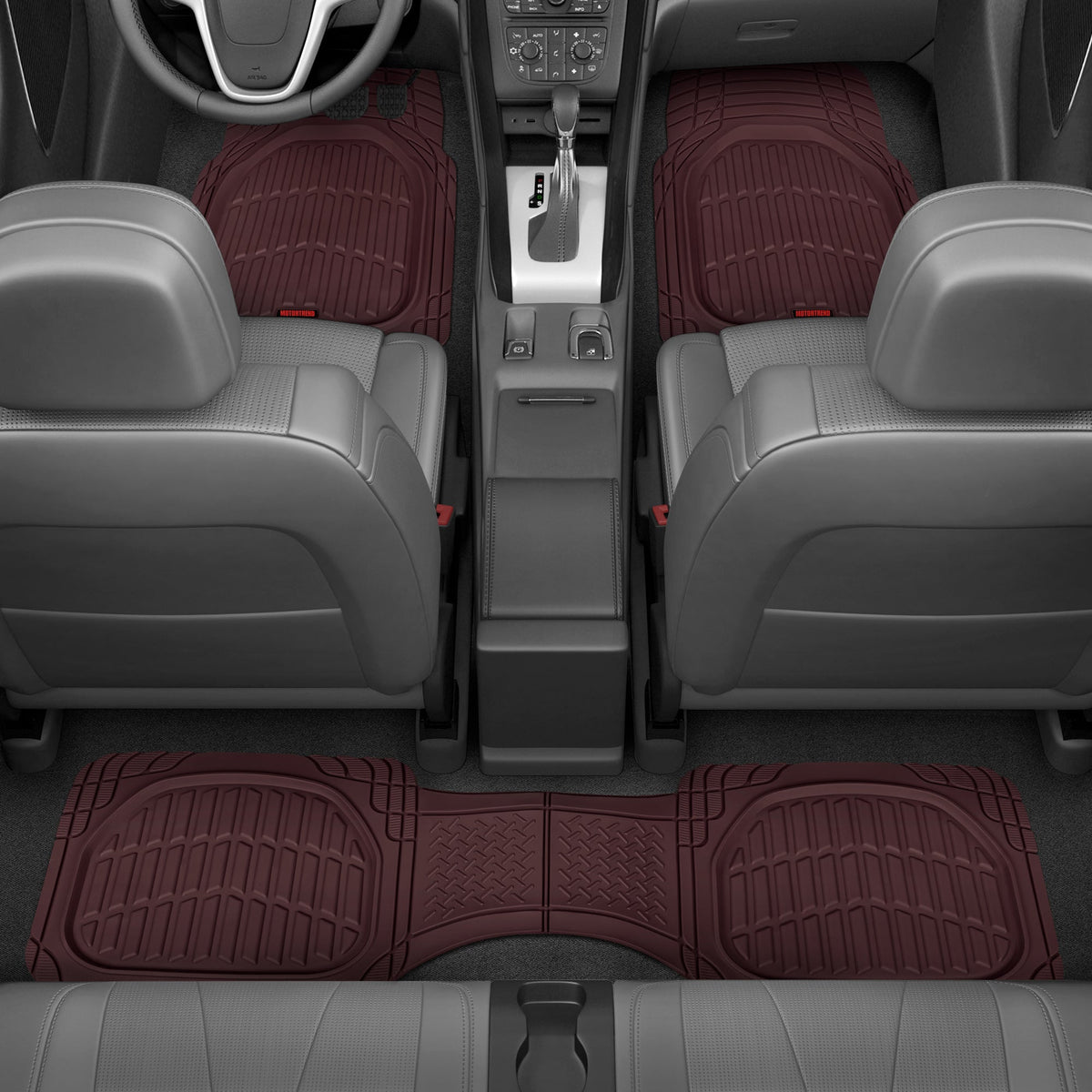 MotorTrend 3-Piece FlexTough Deep Dish Vorderbodenmatten und Hinterbodenmatte - Heavy Duty, All Weather, Trimmen Sie, um zu passen