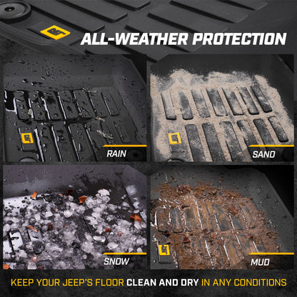CAT 3-Piece JustFitTM 3D Frontliner Mats und Rear Liner Mats für Jeep Wrangler 4XE (2021 - 2026) - Heavy Duty, All Weather, Custom Fit