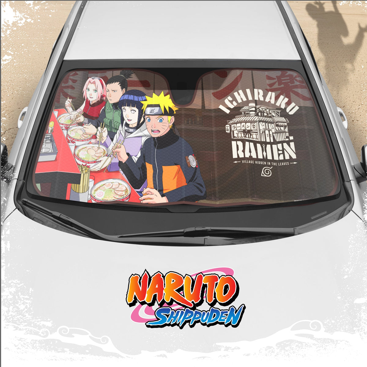 Naruto Shippuden Offiziell lizenzierte Windschutzscheibe Sonnenschutz - Car Sun Shade passt die meisten Autos, LKWs, SUV, & Van - Akatsuki Naruto Merch & Anime Zubehör für Autos - Sunshade Auto Windschutzscheibe - 57 'x 27'