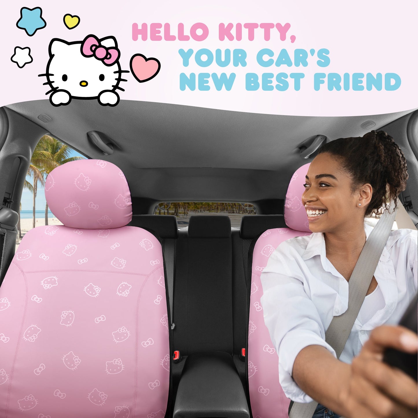 Hello Kitty Car Seat Covers - Süße Pink Seat Covers, Autozubehör Geschenk Hello Kitty Zubehör 2pc Pink Car Seat Covers