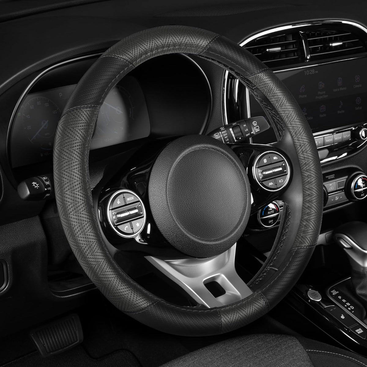 MotorTrend GripTech Perforiertes Muster Sport Grip Lenkrad Abdeckung (Fits 14.5' - 15.5')