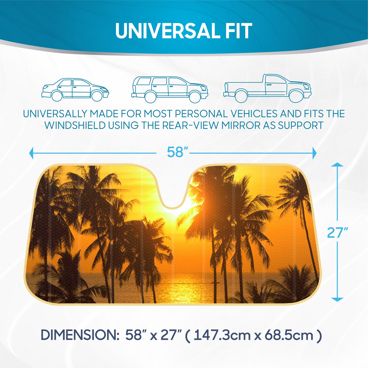 BDK Golden Sunset Beach Front Windschutzscheibe Sonnenschirme (58' x 27')