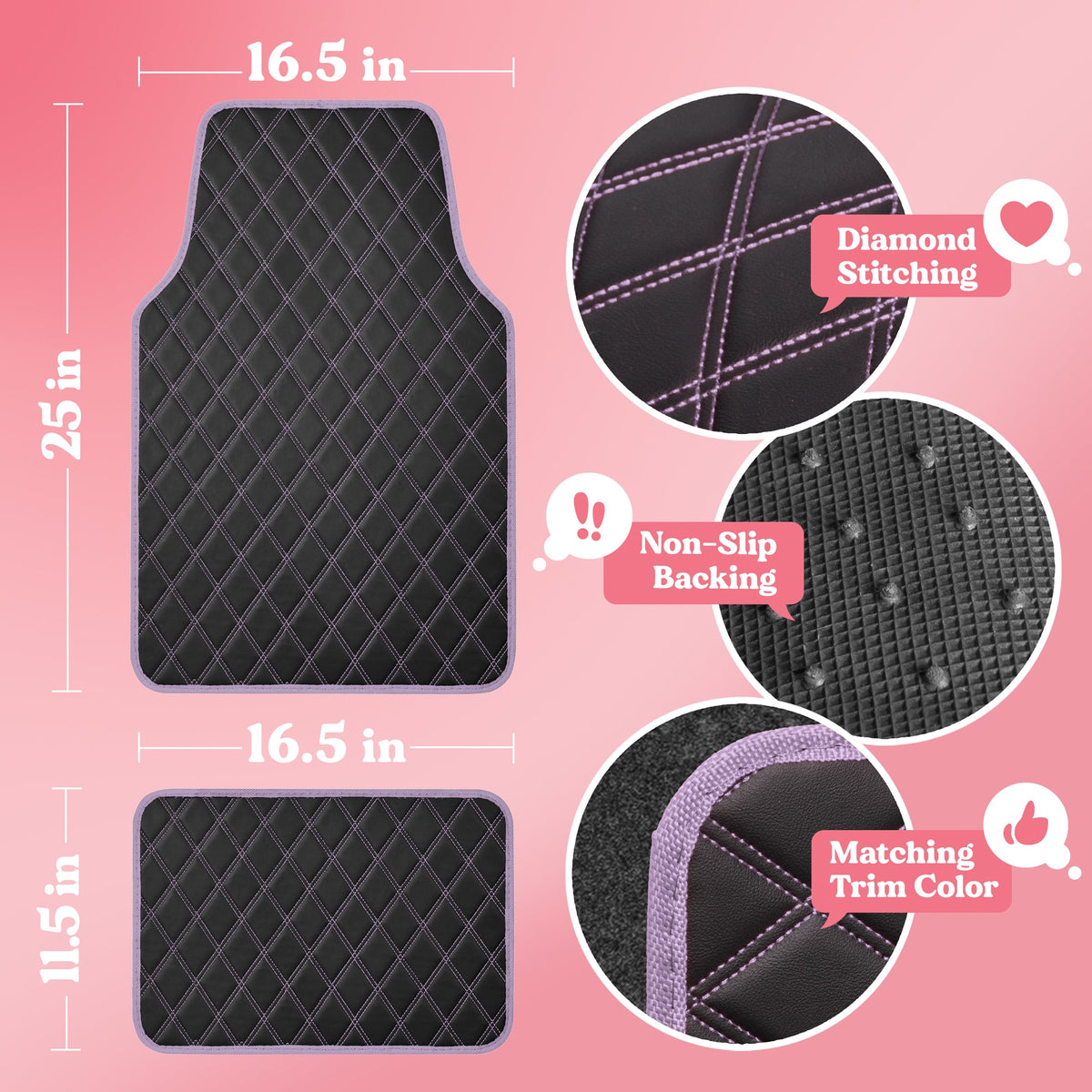 Carbella 4-teilige DiamondLuxe Vorderbodenmatten und Hinterbodenmatten - Purple