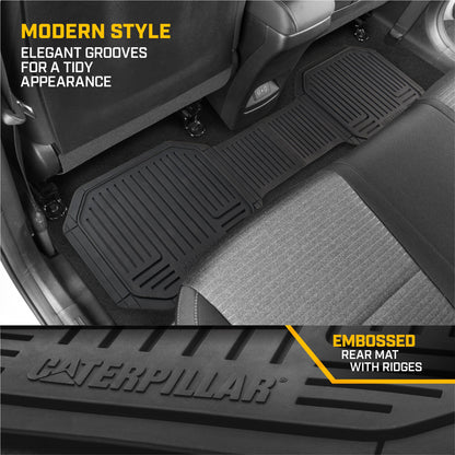 CAT® Heavy-Duty 4 Stück schwarze Fußbodenmatten für Autos, LKW & SUVs - Trim-to-Fit Allwetter-Gummi-Automatten Vollset, wasserdichtes Innenzubehör, Car Rug Protection & Automotive Floor Liners