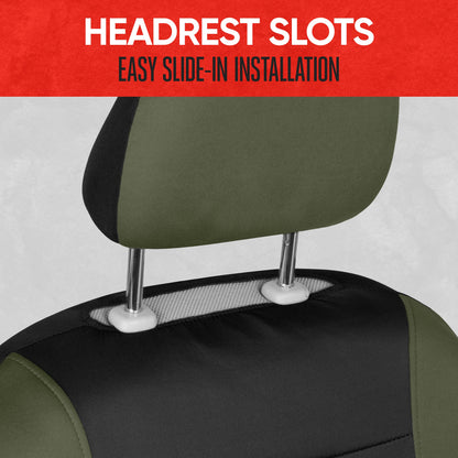Motor Trend Green Tuch Autositz Abdeckungen für Vordersitze - Premium Automotive Bucket Seat Abdeckungen, Hergestellt für Fahrzeuge mit abnehmbaren Kopfstützen, Innenabdeckungen für Auto LKW Van SUV