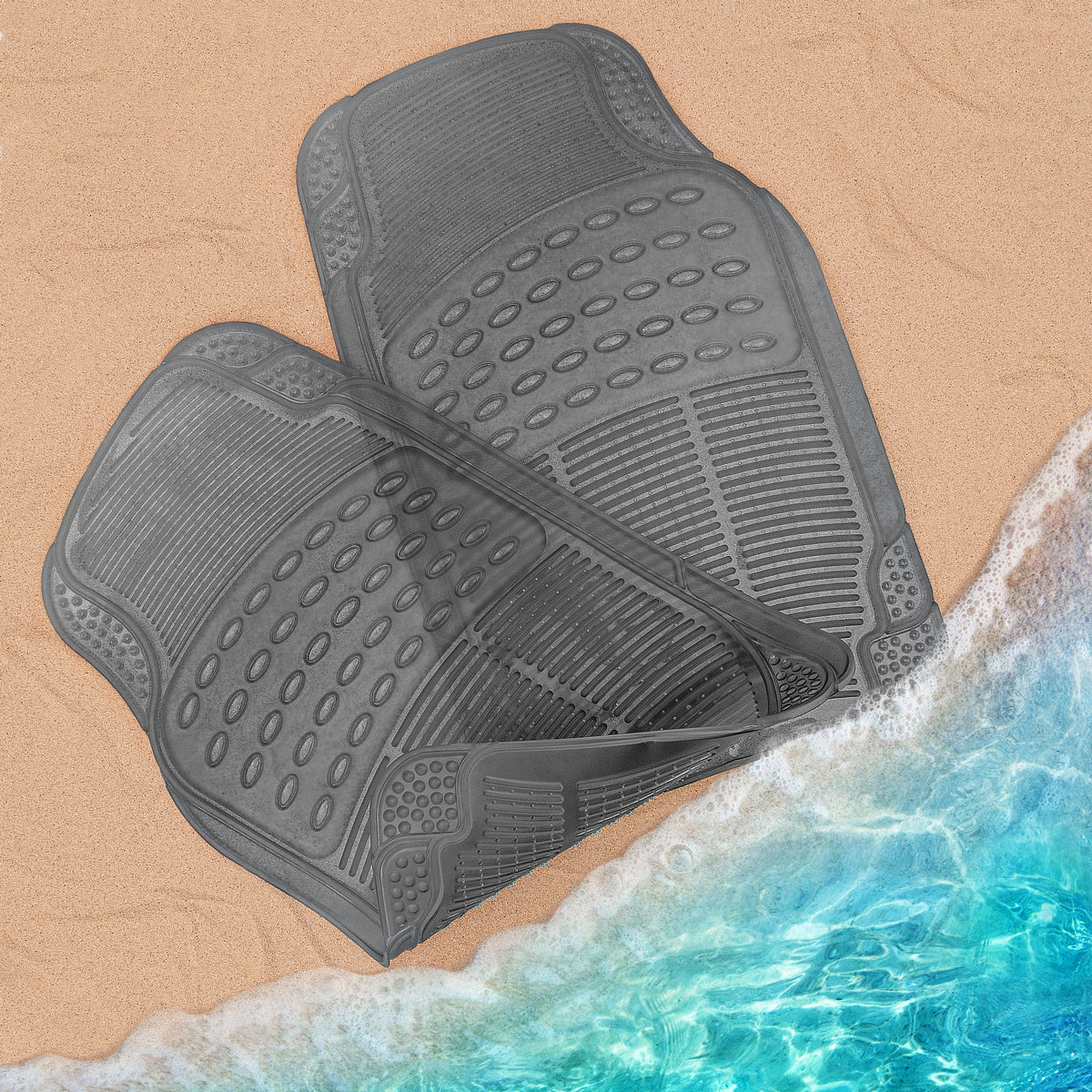 Carbella 2-Piece Cushioned Grip Pad Vorderbodenmatten - Heavy Duty, All Weather, Trim to Fit