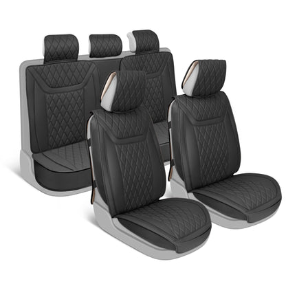 MotorBox 11-Piece Ranch Edition Premium Faux Leather Diamond Stitched Cushion Vordersitz- und Rücksitzabdeckungen