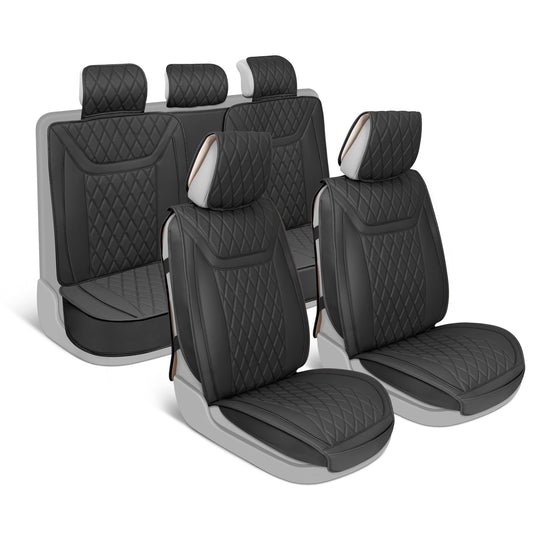 MotorBox 11-Piece Ranch Edition Premium Faux Leather Diamond Stitched Cushion Vordersitz- und Rücksitzabdeckungen