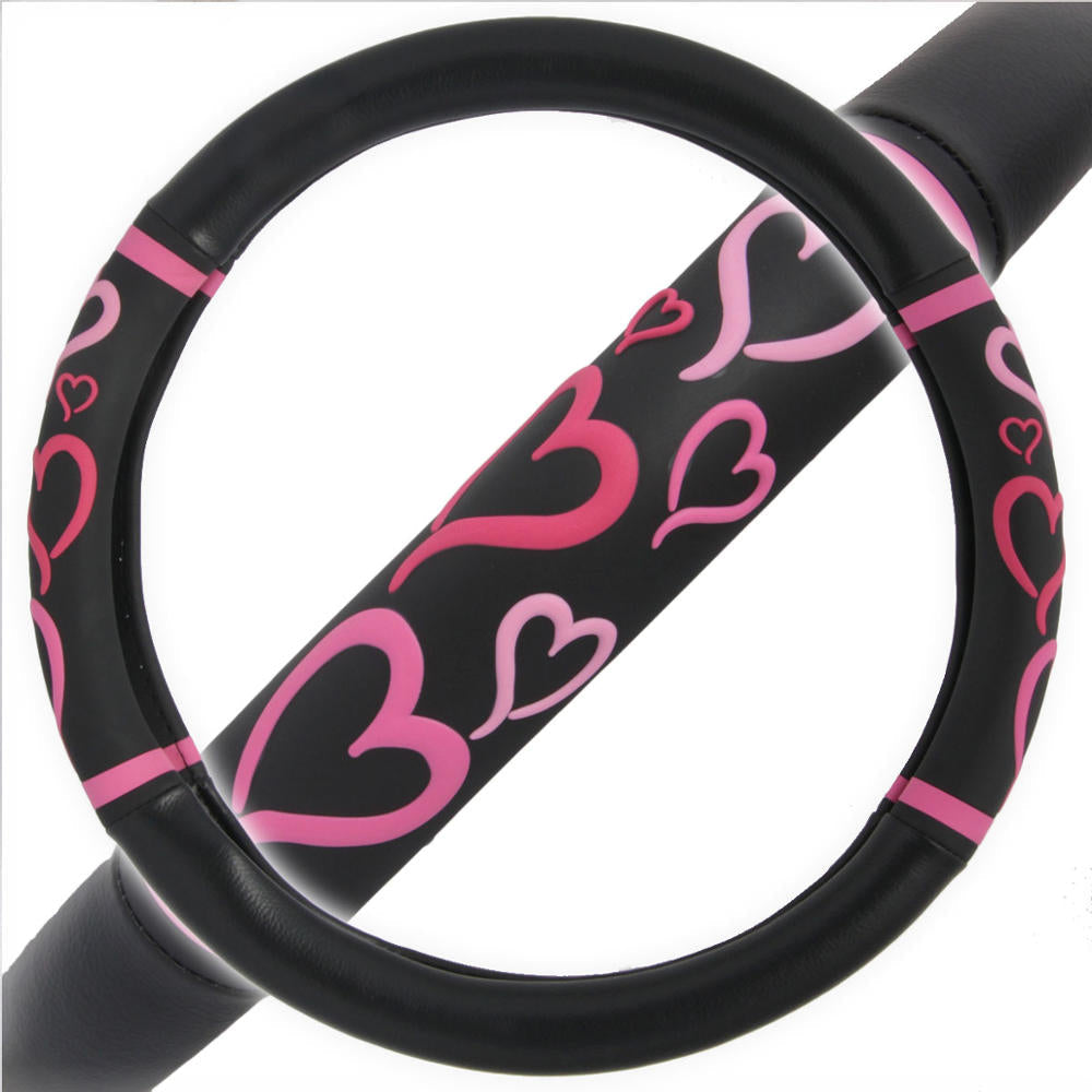 BDK Pink Hearts Lenkradabdeckungen (Fits 14.5' - 15.5')