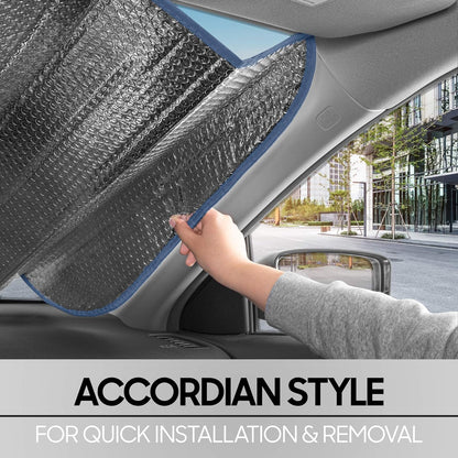 BDK Iridescent Mermaid, Hologrammfolie, Chameleon Front Windschutzscheibe Sonnenschutz, Doppelblasen-Akkordeon Falt Auto Sonnenschutz für Auto LKW SUV 58 x 27 Zoll