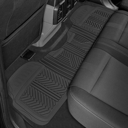 MotorTrend 3-Stück FlexTough Performance Deep Channel Front Floor Matts und Rear Floor Mat - Heavy Duty, All Weather, Trimm to Fit