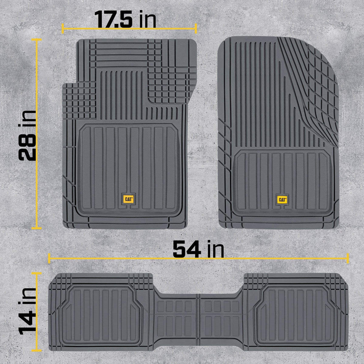 CAT 3-Stück ToughLiner Vorderbodenmatten und Hinterbodenmatten - Heavy Duty, All Weather, Trimmen, um zu passen