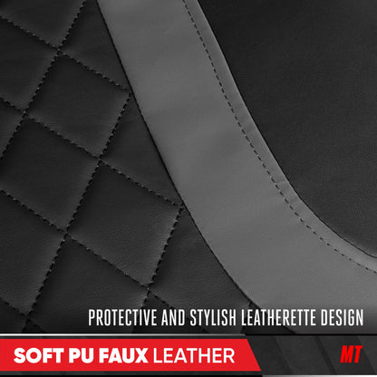 Motor Trend Faux Ledersitzbezüge für LKW, Autos und SUV - Front Black & Gray Autositzbezug - Universal Fit für die meisten Automobile - Forros Para Asientos De Carro - CarSeat-Zubehör