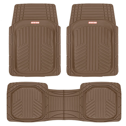 MotorTrend 3-Stück FlexTough Plus Deep Dish Line Rillen Vorderbodenmatten und Hinterbodenmatte - Heavy Duty, All Weather, Trimmen Sie, um zu passen