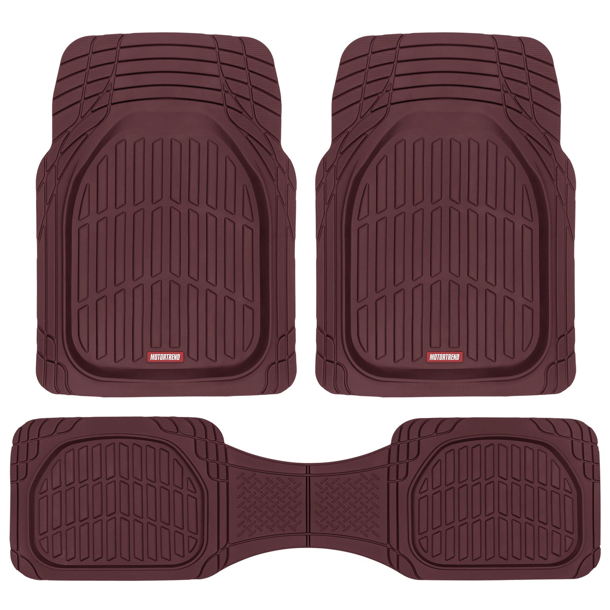 MotorTrend 3-Piece FlexTough Deep Dish Vorderbodenmatten und Hinterbodenmatte - Heavy Duty, All Weather, Trimmen Sie, um zu passen